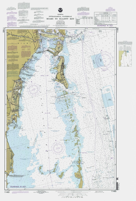 Miami to Elliott Key 1999 - Old Map Nautical Chart AC Harbors 848-11465 - Florida (East Coast)