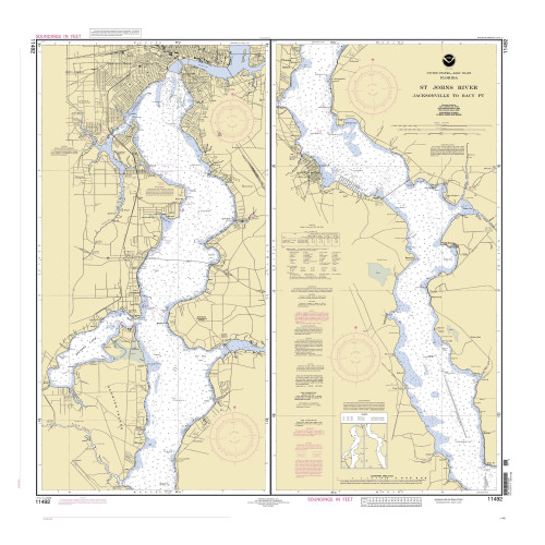 St Johns River - Jacksonville to Racy Point 2001 - Old Map Nautical Chart AC Harbors 11492 - Florida (East Coast)
