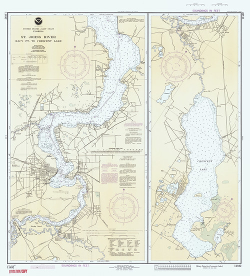 St Johns River - Racy Point to Crescent Lake 1992A - Old Map Nautical Chart AC Harbors 11492B - Florida (East Coast)