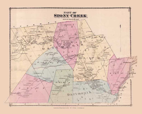 Stony Creek, New York 1876 - Old Town Map Reprint - Warren Co. Atlas 22
