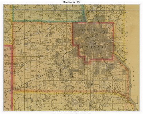 Minneapolis, Hennepin Co. Minnesota 1879 Old Town Map Custom Print - Hennepin Co
