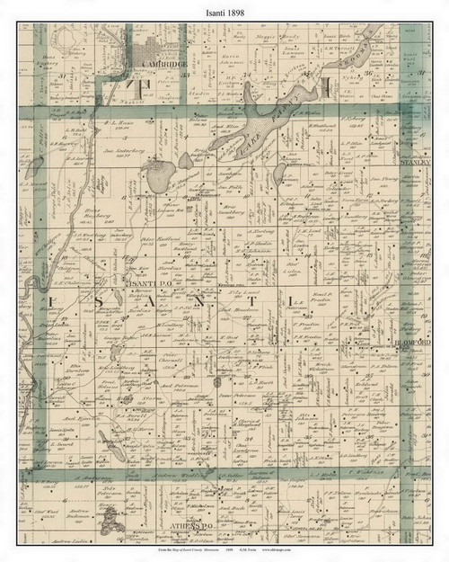 Isanti, Isanti Co. Minnesota 1898 Old Town Map Custom Print - Isanti Co.