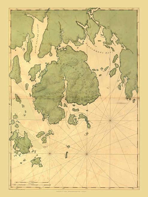 Mount Desert Island - Color Copy, Maine Old Map Reprint Des Barres 1776 - Cities Other