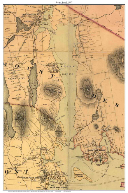 Somes Sound, Maine Old Map Custom Print Colby & Stuart 1887 - Cities Other MDI ColbyStuart