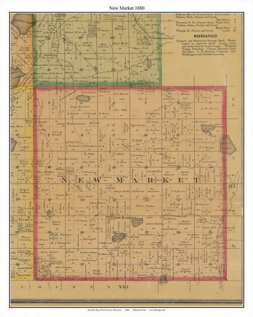 New Market, Scott Co. Minnesota 1880 Old Town Map Custom Print - Scott Co.