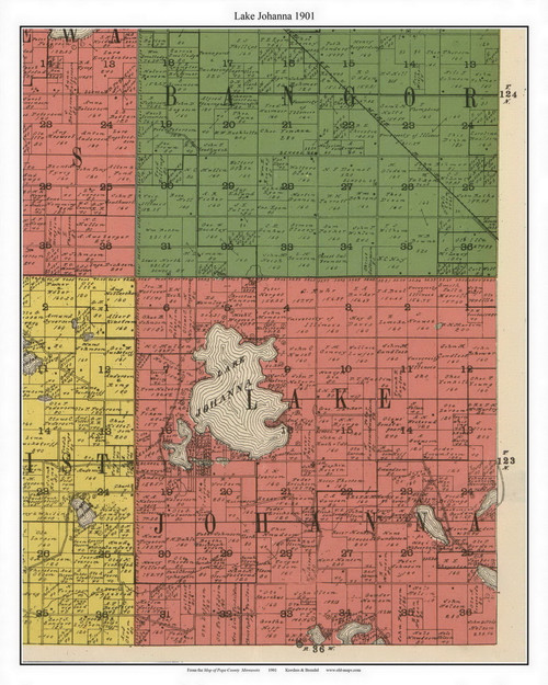 Lake Johanna, Pope Co. Minnesota 1901 Old Town Map Custom Print - Pope Co.