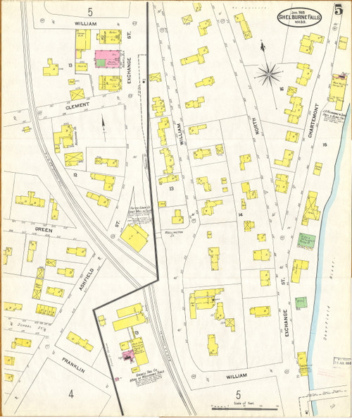 Shelburne Falls, MA Fire Insurance 1905 Sheet 5 - Old Town Map Reprint - Franklin Co.