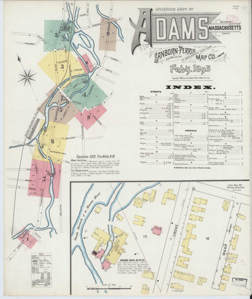 Adams Massachusetts 1895 - Fire Insurance Index - Old Map Reprint