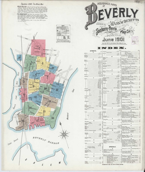 Beverly Massachusetts 1901 - Fire Insurance Index - Old Map Reprint