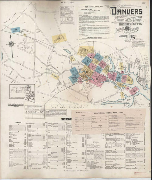 Danvers Massachusetts 1948 - Fire Insurance Index - Old Map Reprint