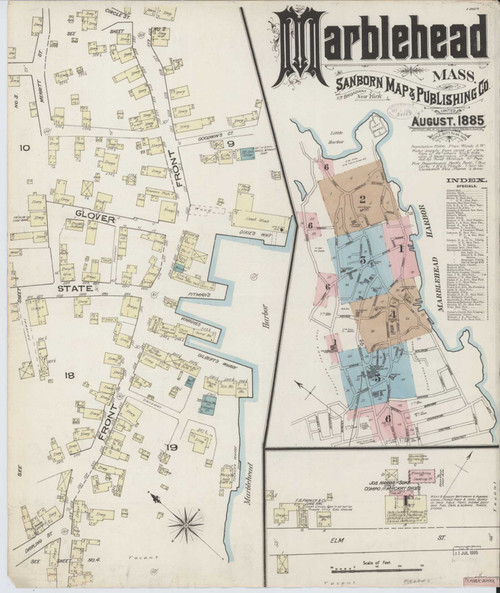 Marblehead Massachusetts 1885 - Fire Insurance Index - Old Map Reprint