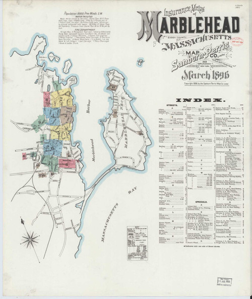 Marblehead Massachusetts 1896 - Fire Insurance Index - Old Map Reprint