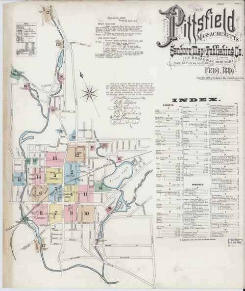 Pittsfield Massachusetts 1889 - Fire Insurance Index - Old Map Reprint