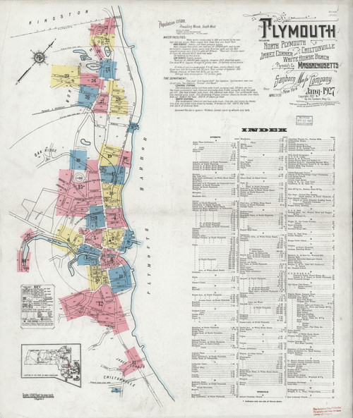Plymouth, 1927 - Old Map Massachusetts Fire Insurance Index