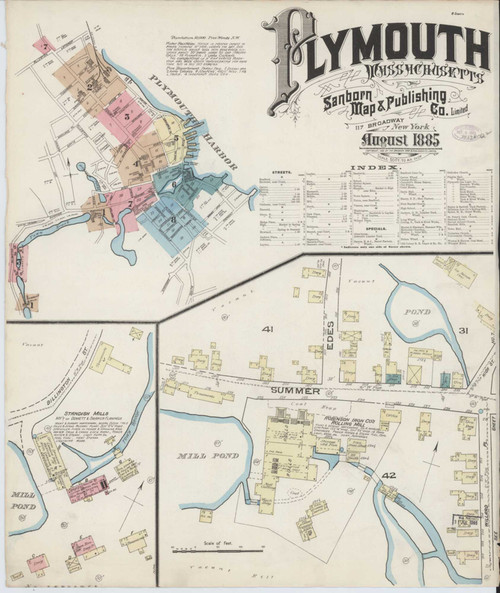 Plymouth Massachusetts 1885 - Fire Insurance Index - Old Map Reprint
