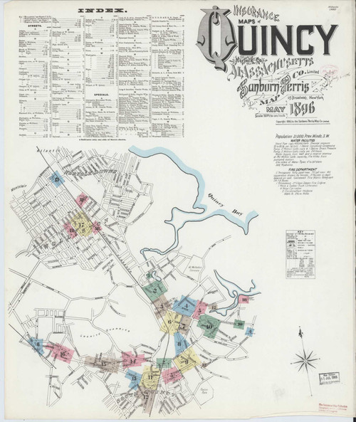 Quincy Massachusetts 1896 - Fire Insurance Index - Old Map Reprint