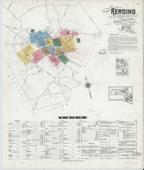 Reading, 1918 - Old Map Massachusetts Fire Insurance Index