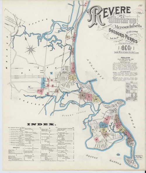 Revere Massachusetts 1891 - Fire Insurance Index - Old Map Reprint