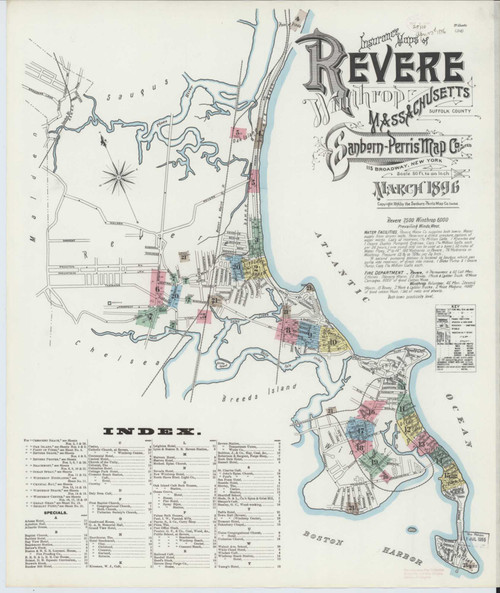 Revere Massachusetts 1896 - Fire Insurance Index - Old Map Reprint