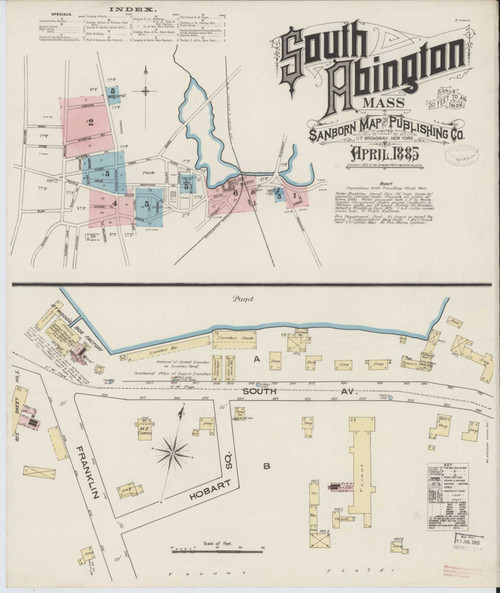South Abington Massachusetts 1885 - Fire Insurance Index - Old Map Reprint