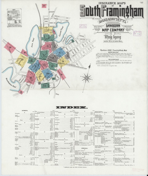 SouthFramingham, 1909 - Old Map Massachusetts Fire Insurance Index