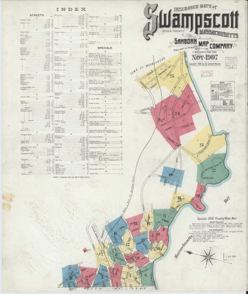 Swampscott Massachusetts 1907 - Fire Insurance Index - Old Map Reprint
