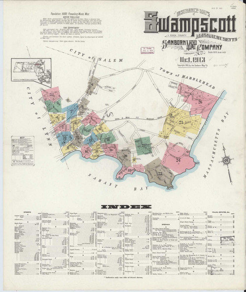 Swampscott Massachusetts 1913 - Fire Insurance Index - Old Map Reprint