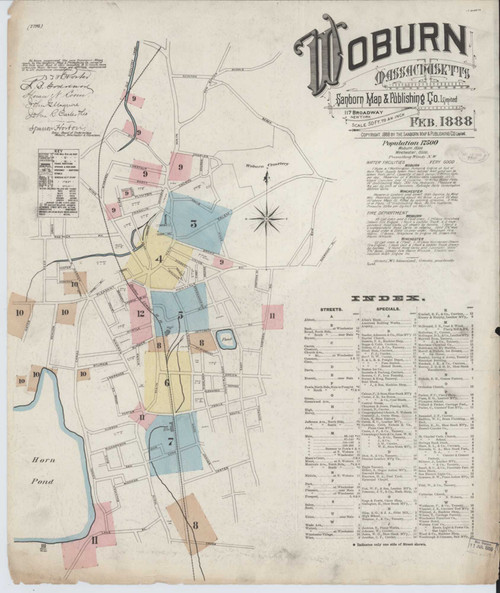Woburn Massachusetts 1888 - Fire Insurance Index - Old Map Reprint