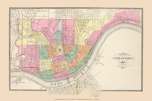 Cincinnati , Ohio 1872 - Old Map Reprint - Ohio State Atlas