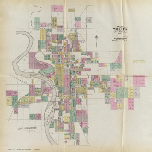 Wichita 1887 Allen - Old Map Reprint - Kansas Cities