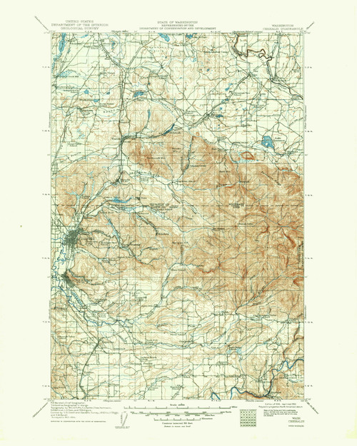 Chehalis, Washington 1916 (1950) USGS Old Topo Map Reprint 30x30 WA Quad 240433