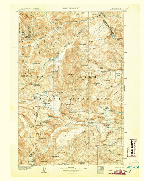 Mount Aix MT, Washington 1904 (1904) USGS Old Topo Map Reprint 30x30 WA Quad 242608