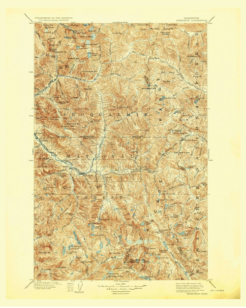 Skykomish, Washington 1905 (1924) USGS Old Topo Map Reprint 30x30 WA Quad 243757