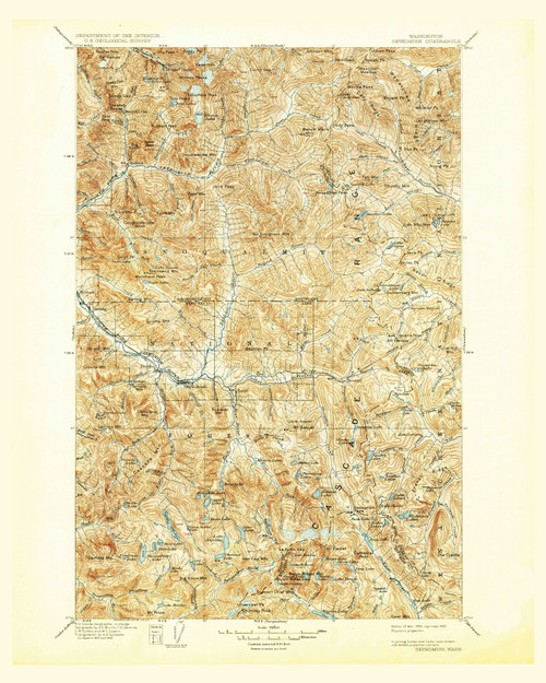 Skykomish, Washington 1905 (1932) USGS Old Topo Map Reprint 30x30 WA Quad 243759