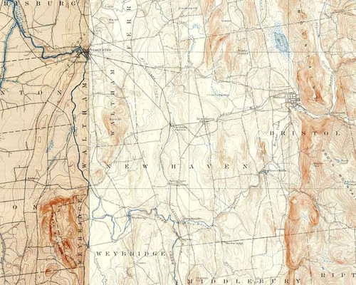 New Haven VT 1898-1905 USGS Old Topo Map - Town Composite Addison Co.