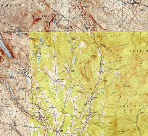 Newark VT 1925-1951 USGS Old Topo Map - Town Composite Caledonia Co.