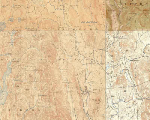 Pittsford VT 1893-1904 USGS Old Topo Map - Town Composite Rutland Co.