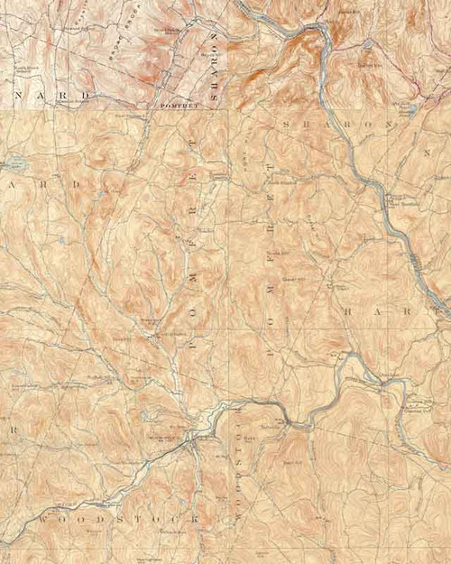 Pomfret VT 1908-1926 USGS Old Topo Map - Town Composite Windsor Co.
