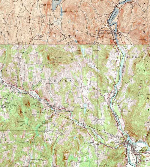 Ryegate VT 1935-1943 USGS Old Topo Map - Town Composite Caledonia Co.