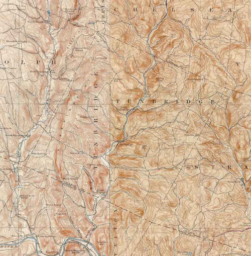Tunbridge VT 1896-1926 USGS Old Topo Map - Town Composite Orange Co.