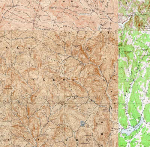 Vershire VT 1896-1948 USGS Old Topo Map - Town Composite Orange Co.