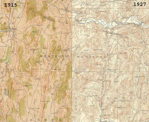 Westford VT 1915-1927 USGS Old Topo Map - Town Composite Chittenden Co.