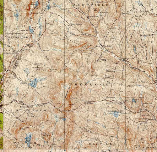 Wheelock VT 1938-1939 USGS Old Topo Map - Town Composite Caledonia Co.