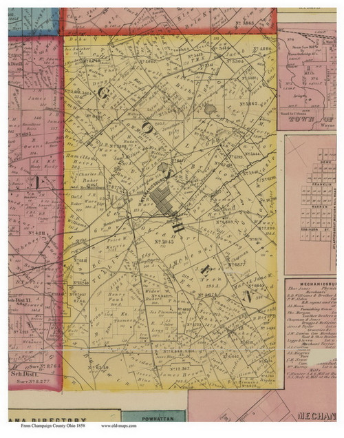 Goshen, Ohio 1858 Old Town Map Custom Print - Champaign Co.