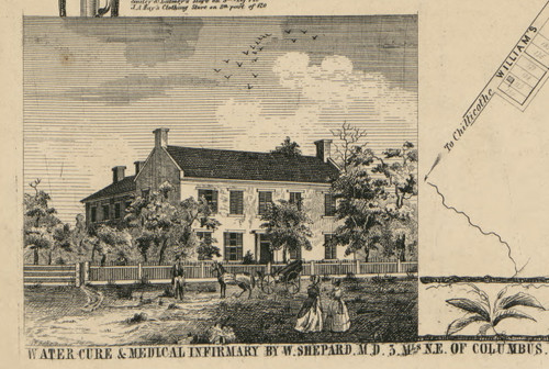 Shepard Water Cure & Medical Infirmary, Ohio 1856 Old Town Map Custom Print - Franklin Co.