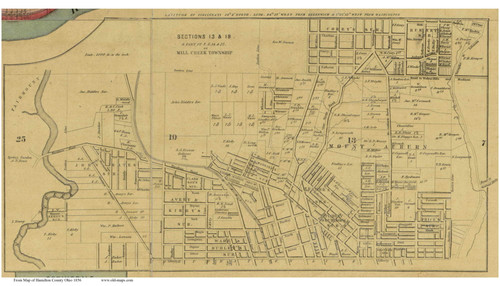 Mill Creek Township (Partial) - Mill Creek, Ohio 1856 Old Town Map Custom Print - Hamilton Co.