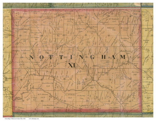 Nottingham, Ohio 1862 Old Town Map Custom Print - Harrison Co.