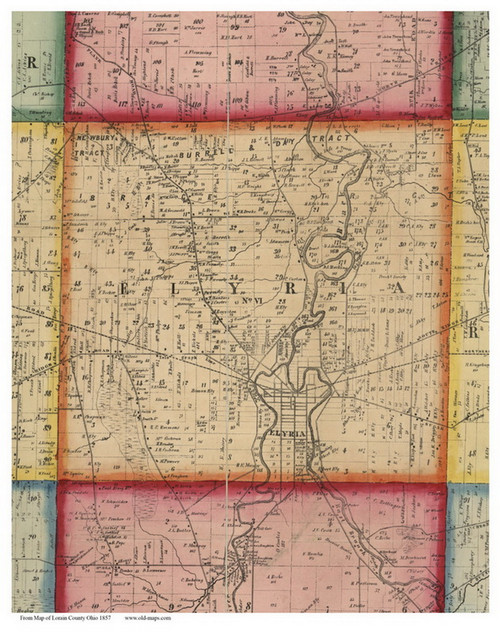 Elyria, Ohio 1857 Old Town Map Custom Print - Lorain Co.