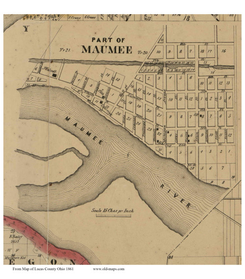 Maumee (Partial) - Waynesfield, Ohio 1861 Old Town Map Custom Print - Lucas Co.