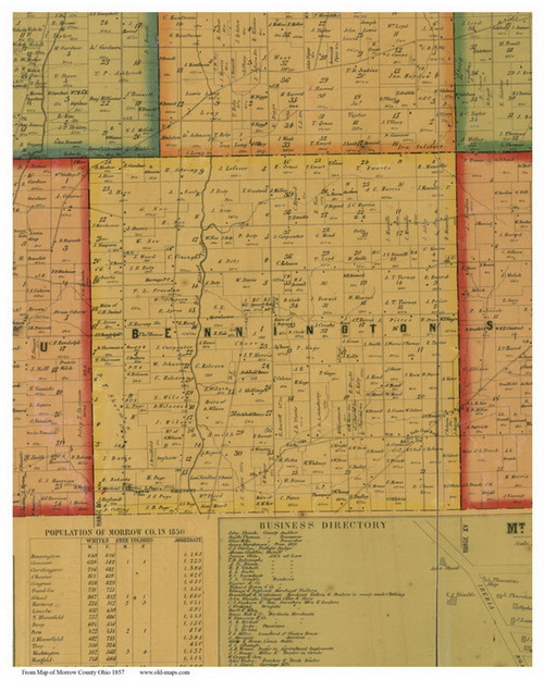 Bennington, Ohio 1857 Old Town Map Custom Print - Morrow Co.
